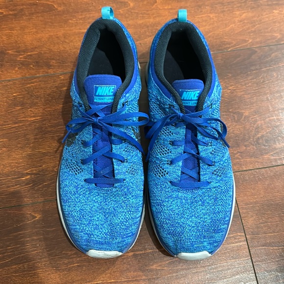 Men’s NIKE FLYKNIT LUNAR 1 BLUE SIZE 12 MENS 554887-440 USED GOOD CONDITION. - Picture 1 of 4